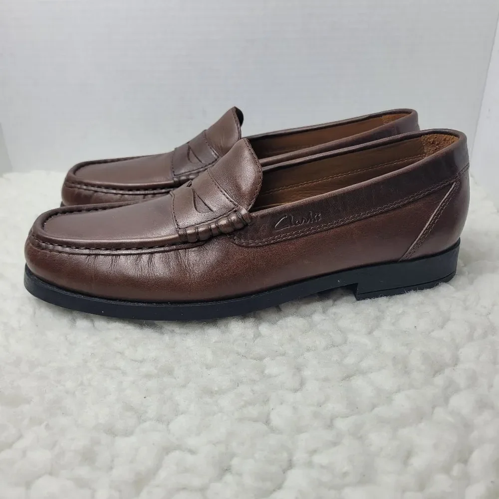Clarks Active Air Men's Size 9.5 Penny Loafer Leather Brown Burgundy Shoes